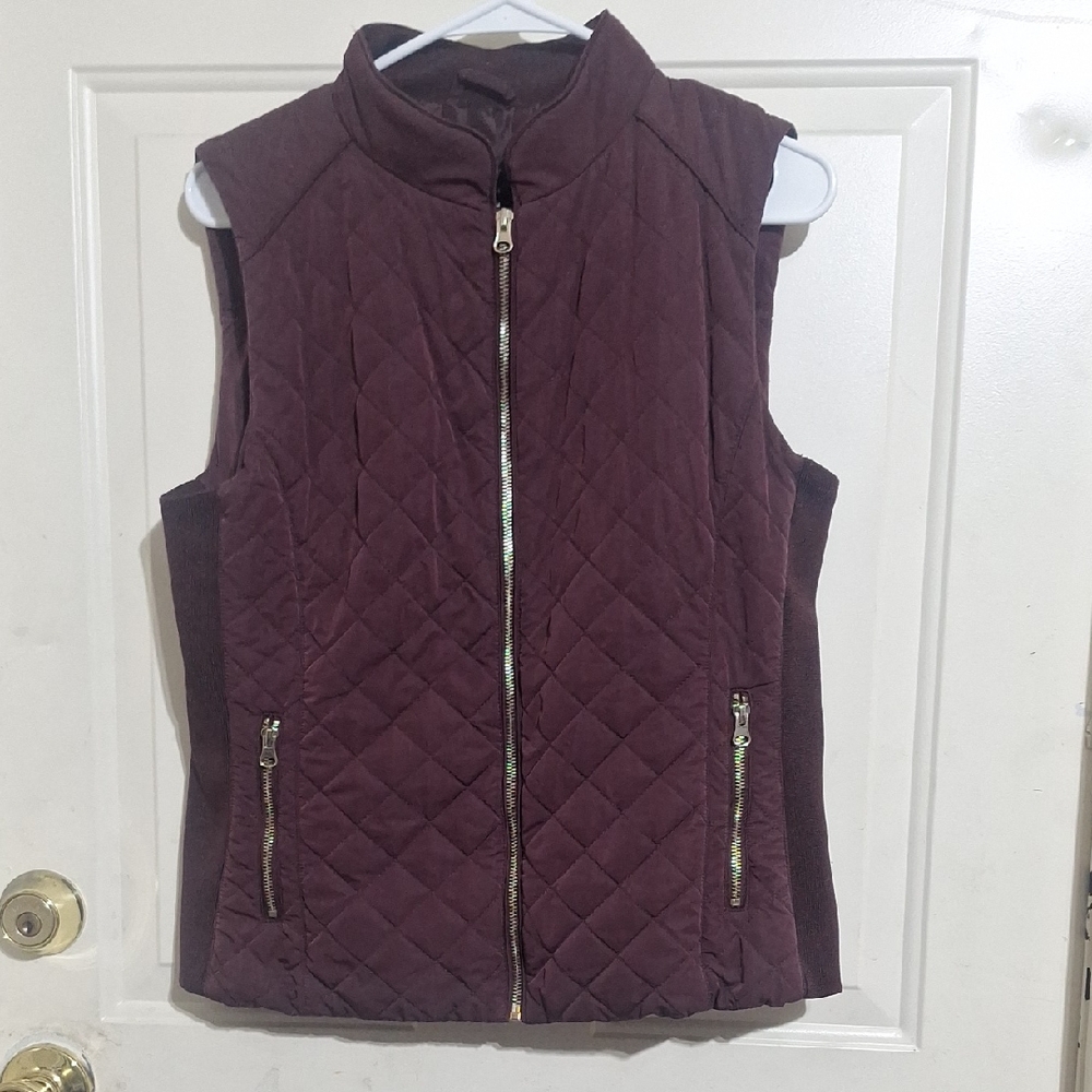 New York & Company Quilted Purple Vest Medium